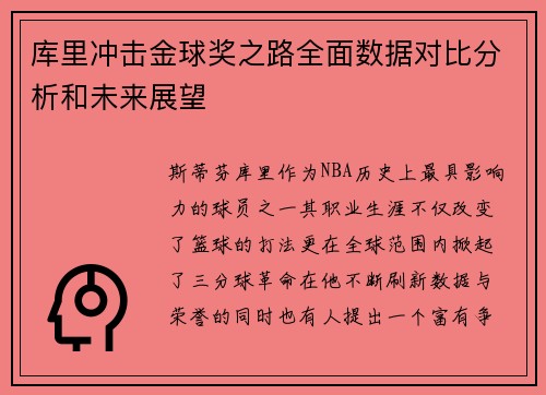 库里冲击金球奖之路全面数据对比分析和未来展望 库里冲击金球奖之路全面数据对比分析和未来展望